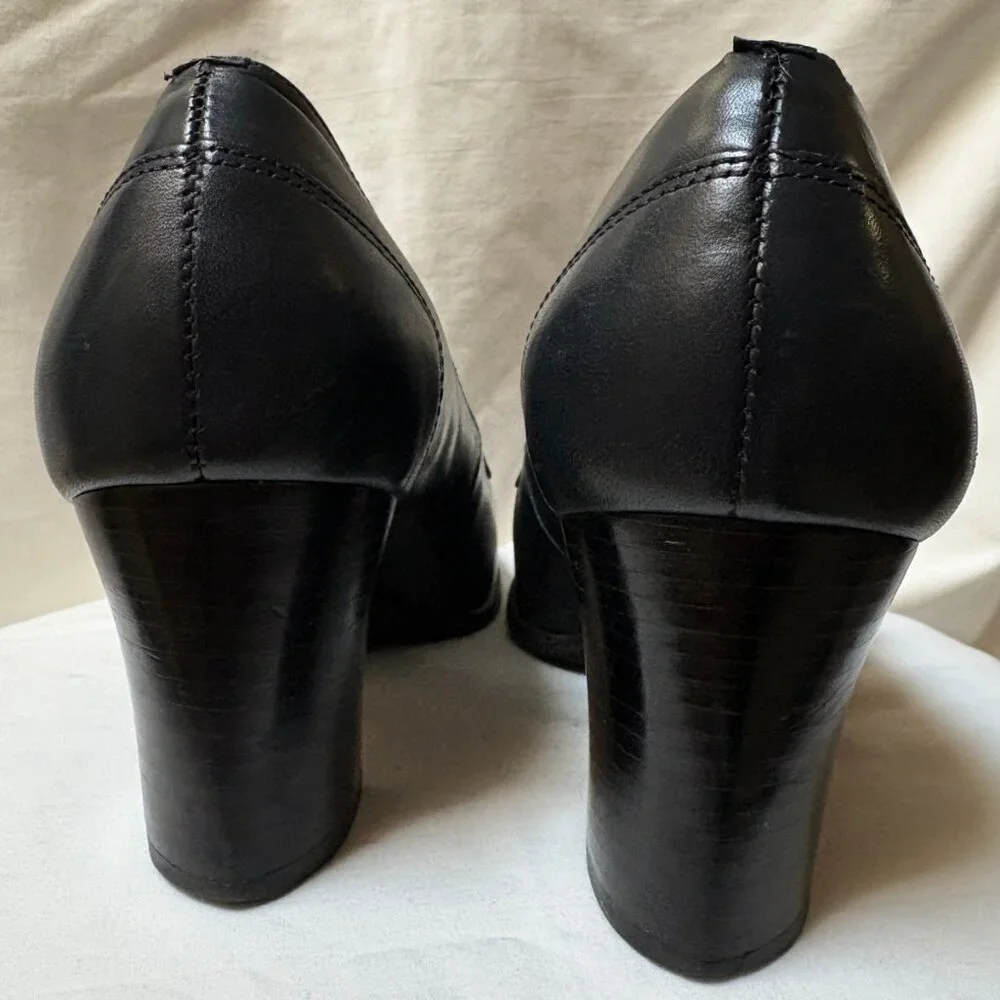 Nine West Navy Leather Heeled Loafers – Size 6 - Picture 2 of 10